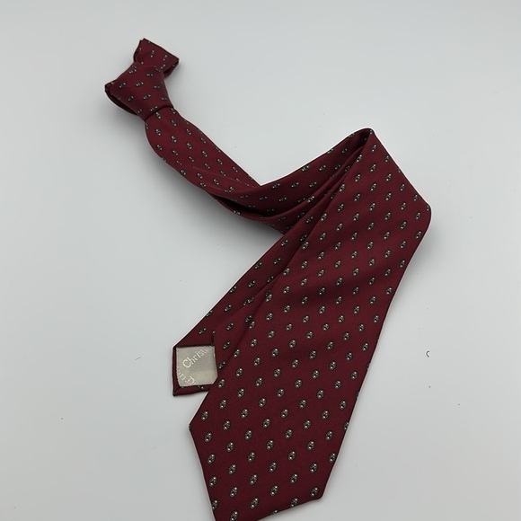 Dior Burgundy and Gray Patterned Tie - Picture 2 of 6